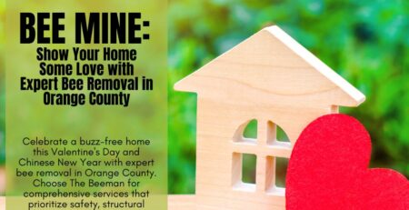 image-of-a-house-with-a-red-heart-blog-title-Bee-Mine-Show-Your-Home-Some-Love-with-Expert-Bee-Removal-in-Orange-County